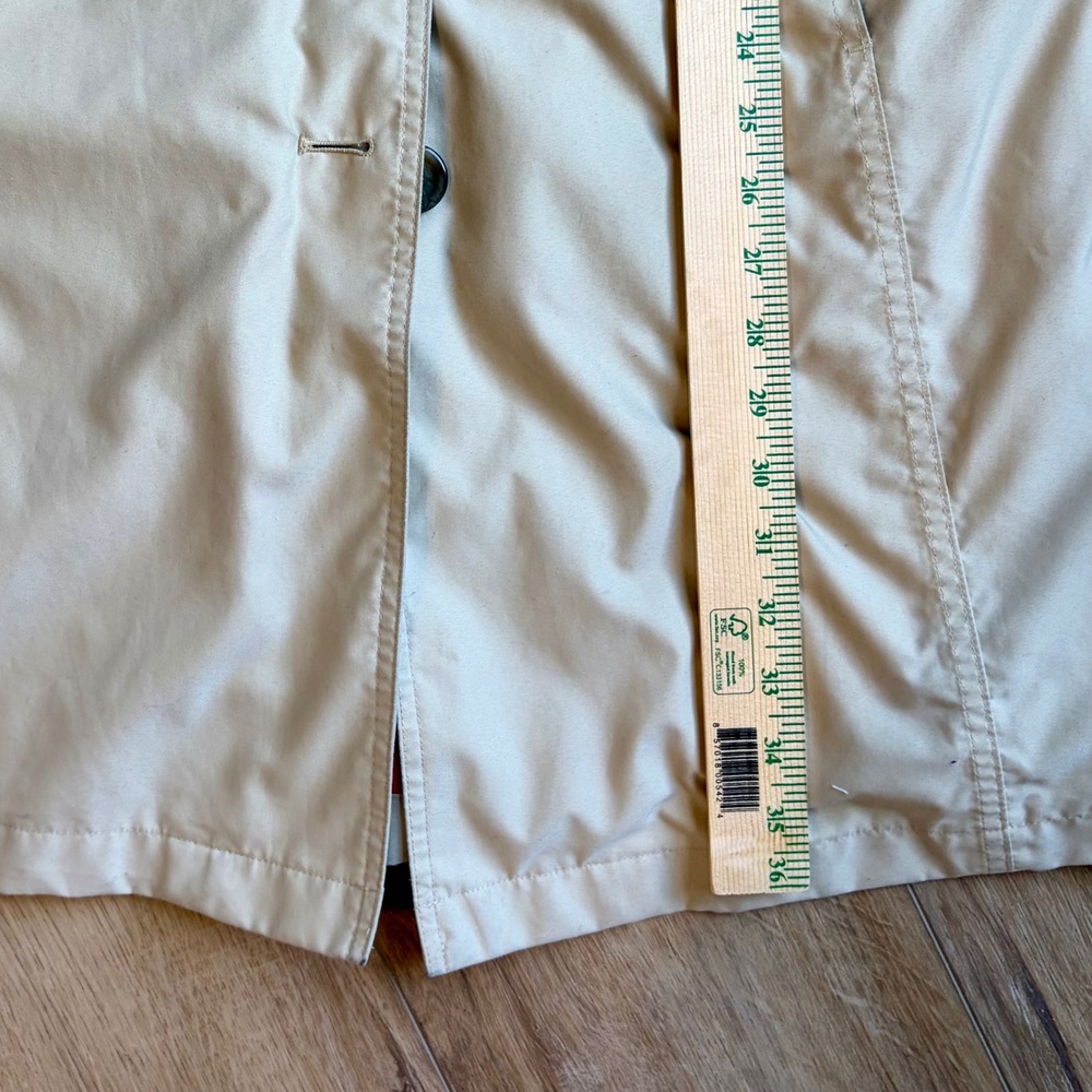 Lands End Small Womens Beige Trench Coat Removable Quilted Liner Plaid 6-8 - Picture 9 of 13